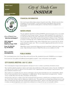 Volume 2, Issue 7 July 2014 City of Shady Cove  INSIDER