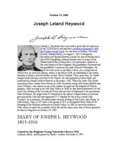 October 13, 2002  Joseph Leland Heywood