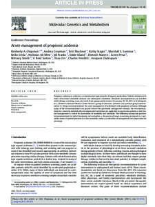 Acute management of propionic acidemia