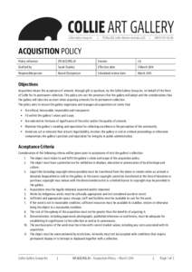    ACQUISITION POLICY Policy reference  OP.ACQ.POL.01