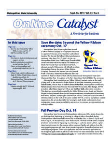 Metropolitan State University  Sept. 16, 2013 Vol. 43 No. 6 A Newsletter for Students
