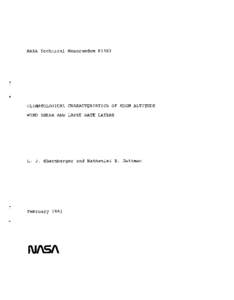 NASA Technical MemorandumCLIMATOLOGICAL CHARACTERISTICS OF HIGH ALTITUDE WIND SHEAR AND LAPSE RATE LAYERS  L. J. Ehernberger and Nathaniel B. Guttman
