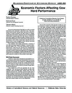 Oklahoma Cooperative Extension Service  AGEC-595 Economic Factors Affecting Cow Herd Performance