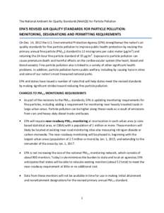 EPA’S REVISED AIR QUALITY STANDARDS FOR PARTICLE POLLUTION:  MONITORING, DESIGNATIONS AND PERMITTING REQUIREMENTS