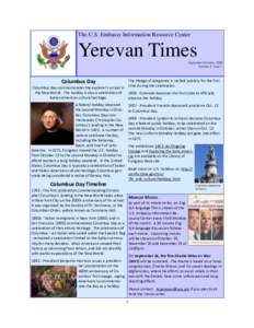 The U.S. Embassy Information Resource Center  Yerevan Times September-October, 2009 Volume 5, Issue 5