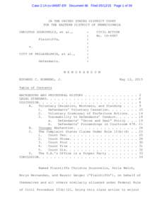 Case 2:14-cvER Document 66 FiledPage 1 of 39  IN THE UNITED STATES DISTRICT COURT FOR THE EASTERN DISTRICT OF PENNSYLVANIA CHRISTOS SOUROVELIS, et al., Plaintiffs,