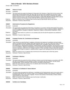 State of Nevada SOS: Elections Division Version Date: [removed][removed]Abstract of Voters