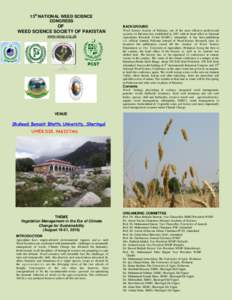 13th NATIONAL WEED SCIENCE CONGRESS OF WEED SCIENCE SOCIETY OF PAKISTAN www.wssp.org.pk
