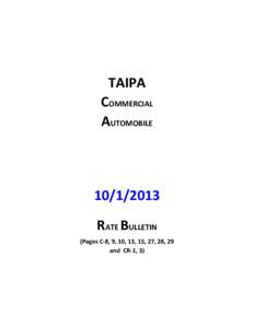 TAIPA COMMERCIAL AUTOMOBILE[removed]RATE BULLETIN