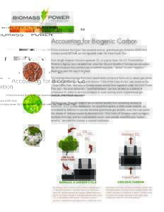 Accounting for Biogenic Carbon Unlike emissions from fossil fuel-powered sources, greenhouse gas emissions (GHG) from biomass power facilities are not regulated under the Clean Power Plan. Even though biogenic emissions 