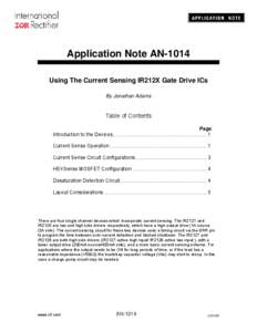 Application Note AN-1014 Using The Current Sensing IR212X Gate Drive ICs By Jonathan Adams