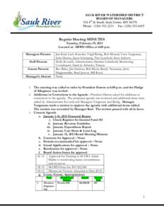 SAUK RIVER WATERSHED DISTRICT BOARD OF MANAGERS 524 4th St South, Sauk Centre, MNPhone: (Fax: (Visit us online at: www.srwdmn.org