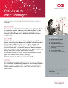 Utilities ARM Asset Manager ASSET MANAGER STREAMLINES MAINTENANCE, COMPLIANCE AND PLANNING.  THE CHALLENGE