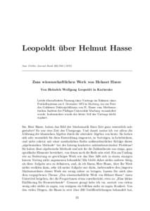 Helmut Hasse und Emmy Noether  --  Die Korrespondenz[removed]