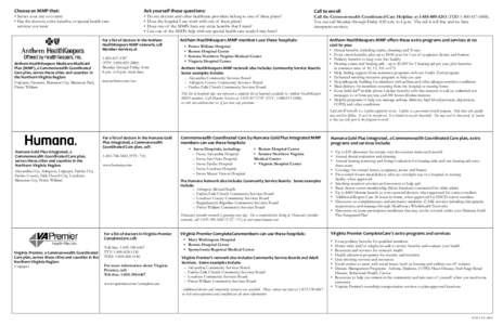 Health / Inova Fairfax Hospital / Humana / Fairfax County /  Virginia / Northern Virginia / Prince William Hospital / Medicare / Health care / Inova Health System / Washington metropolitan area / Virginia / Southern United States