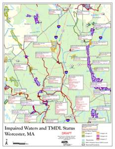 Map of Impaired Waters and TMDL Status - Worcester, MA