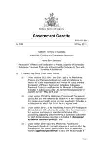 Northern Territory of Australia  Government Gazette ISSN-0157-833X  No. S31