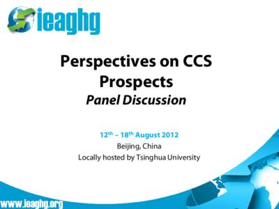 Perspectives on CCS Prospects Panel Discussion 12th – 18th August 2012 Beijing, China