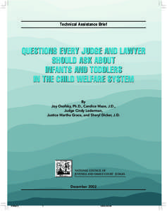 Technical Assistance Brief  QUESTIONS EVERY JUDGE AND LAWYER SHOULD ASK ABOUT INFANTS AND TODDLERS IN THE CHILD WELFARE SYSTEM