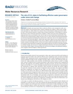 PUBLICATIONS Water Resources Research RESEARCH ARTICLE2015WR018431 Key Points:  States can help or hinder resilient