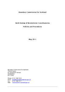 Boundary Commission for Scotland  Sixth Review of Westminster Constituencies