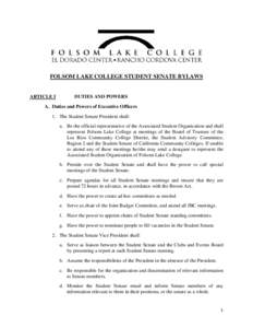 FOLSOM LAKE COLLEGE STUDENT SENATE BYLAWS  ARTICLE I DUTIES AND POWERS