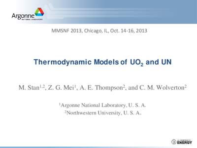 Thermodynamic Models of UO2 and UN