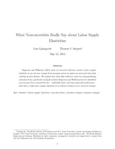 What Nonconvexities Really Say about Labor Supply Elasticities Thomas J. Sargent∗ Lars Ljungqvist