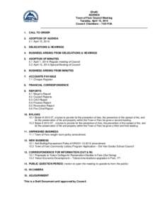 (Draft) AGENDA Town of Faro Council Meeting Tuesday, April 15, 2014 Council Chambers – 7:00 P.M.