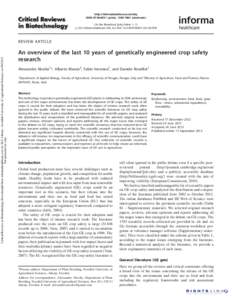 An overview of the last 10 years of genetically engineered crop safety research