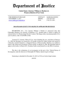 United States Attorney William J. Hochul, Jr. Western District of New York FOR IMMEDIATE RELEASE NOVEMBER 13, 2012  CONTACT: