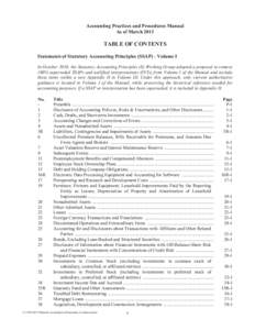 Accounting Practices and Procedures Manual - Table of Contents
