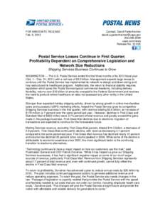 Microsoft Word[removed]Postal Service Losses Continue in First Quarter.doc