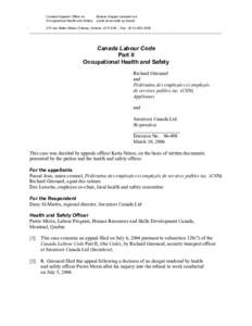 Canada Appeals Office on Occupational Health and Safety Bureau d’appel canadien en santé et sécurité au travail