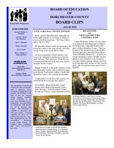 BOARD OF EDUCATION OF DORCHESTER COUNTY Every Child A Success!  BOARD CLIPS