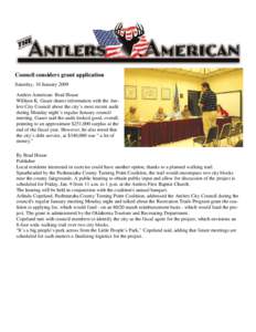 Council considers grant application Saturday, 10 January 2009 Antlers American: Brad House William K. Gauer shares information with the Antlers City Council about the city’s most recent audit during Monday night’s re