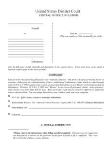 United States District Court CENTRAL DISTRICT OF ILLINOIS , Plaintiff vs.