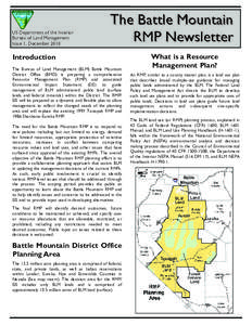 US Department of the Interior Bureau of Land Management Issue 1, December 2010 The Battle Mountain RMP Newsletter