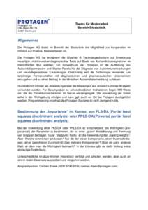 Protagen AG Otto-Hahn-StrDortmund Thema für Masterarbeit Bereich Biostatistik