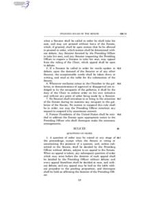 ø20.1¿  STANDING RULES OF THE SENATE when a Senator shall be called to order he shall take his seat, and may not proceed without leave of the Senate,