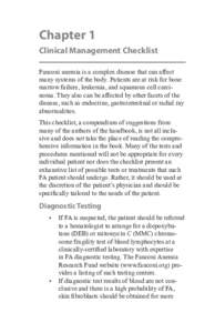 Chapter 1 Clinical Management Checklist Fanconi anemia is a complex disease that can affect many systems of the body. Patients are at risk for bone marrow failure, leukemia, and squamous cell carcinoma. They also can be 