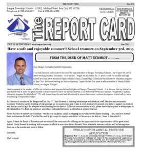 THE REPORT CARD  Bangor Township Schools 3359 E. Midland Road Bay City, MI[removed]Telephone #: [removed]Fax #: [removed]June 2013