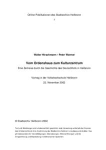 Online-Publikationen des Stadtarchivs Heilbronn 1
