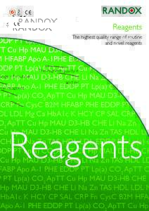 Reagents  The highest quality range of routine CO2 ApTT Cu Hp MAU D3-HB and novel