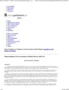 House of Commons - Transport, Local Government and the Regions - Appendices to the Minutes of Evidence