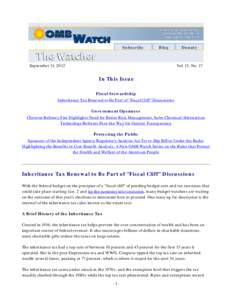 Chevron Corporation / United States Environmental Protection Agency / Public administration / Chevron Richmond Refinery / United States federal budget / Right to know / Dodd–Frank Wall Street Reform and Consumer Protection Act / Regulatory agency / U.S. Chemical Safety and Hazard Investigation Board / Government / Health / Office of Information and Regulatory Affairs