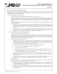 Electric Service Rule No. 16 Service Connections & Facilities on Customer’s Premises Page 1 of 4 A.  Service in Areas Supplied by Underground Facilities