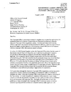 Comment No.6  @]] GOVERNMENT LIAISON SERVICES, INC. 200 North Glebe Rd., Suite 321 Arlington, Virginia[removed]8200 • ([removed] • Fax: ([removed]