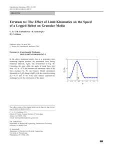 Experimental Mechanics:1017 DOIs11340ERRATUM  Erratum to: The Effect of Limb Kinematics on the Speed