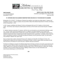 Media Contact: Mary Beth WasdenPRESS RELEASE For Immediate Release